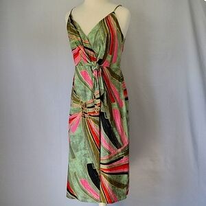 Jason Wu Linen Blend Sundress Surplice Neckline Green Size 6